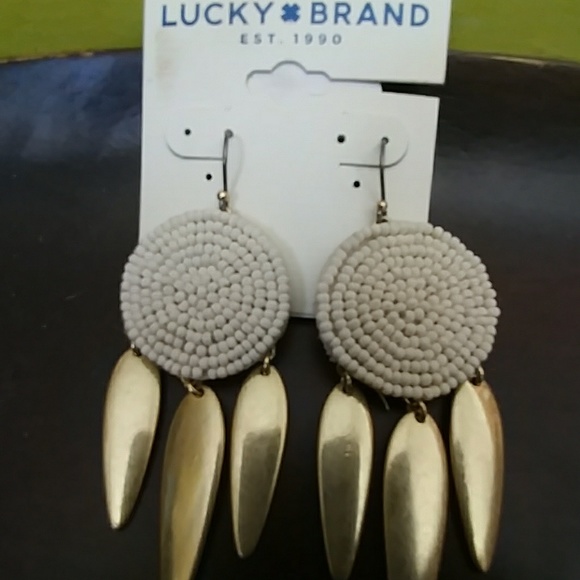 NWT Lucky BrandLarge  Beaded & Gold Drop Wires - Picture 6 of 8